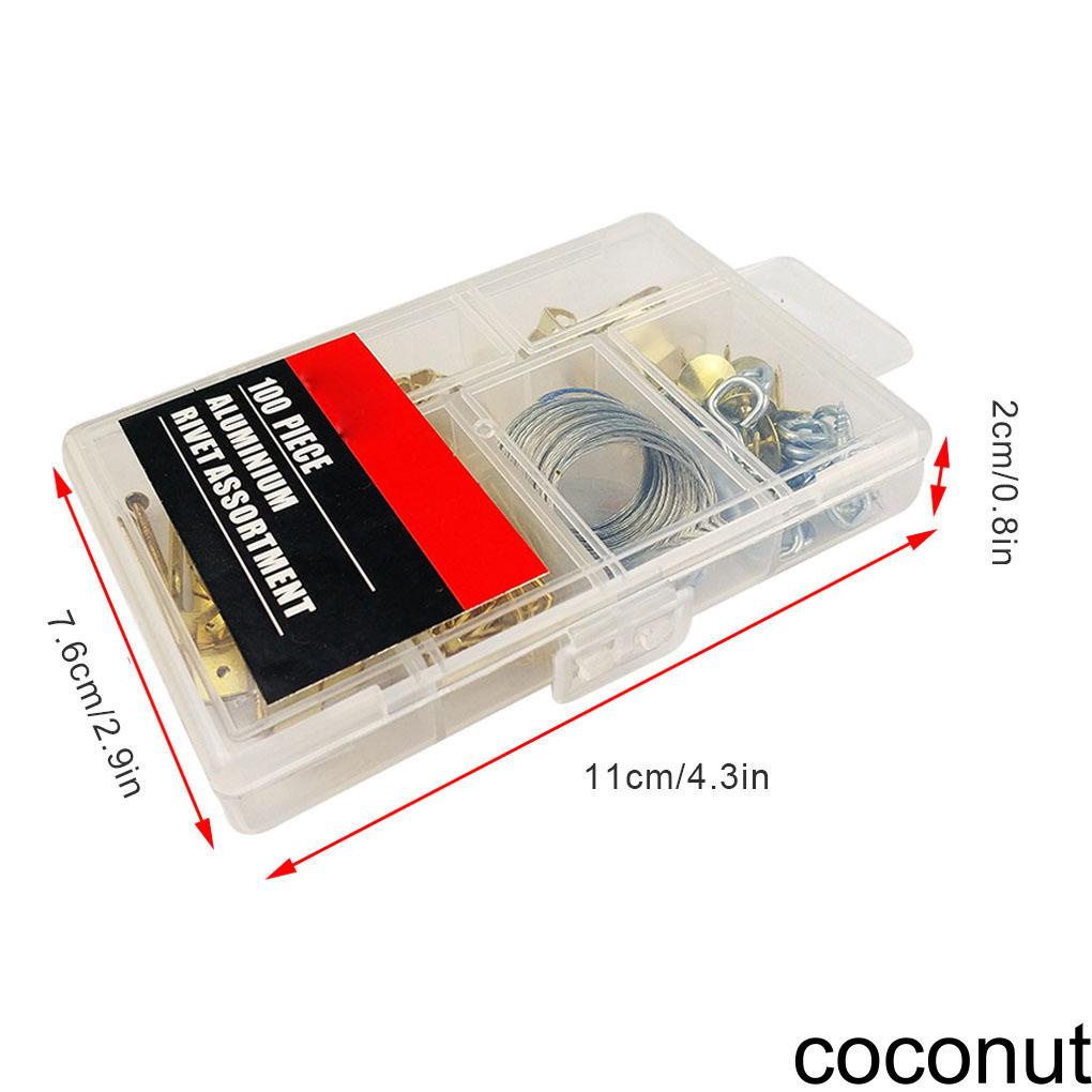 [Coco] 100pcs Picture Hanging Kit Wooden Frame Wall Mounting Hooks Nails Picture Hanging Wire Kit