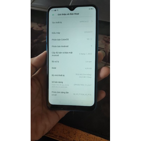 Điện thoại oppo a12 máy cũ còn đẹp ram 3G bộ nhớ 32G kèm sạc