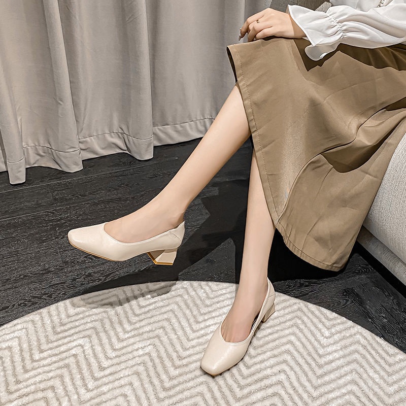 Giày Búp Bê Size 32 33 đế vuông cao 5p mũi vuông thời trang công sở hàn quốc