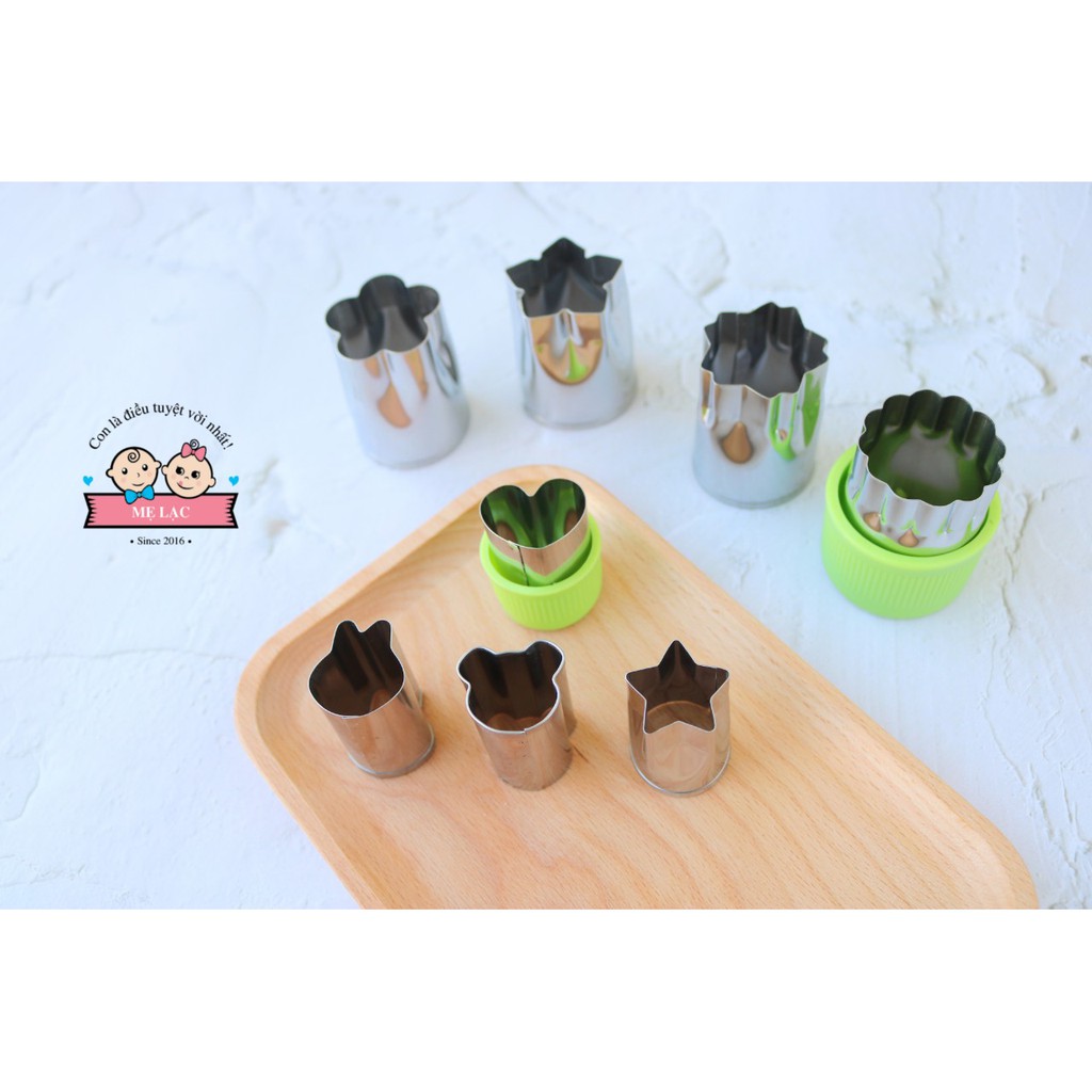 [BENTO] Bộ 8 khuôn inox tạo hình gấu, thỏ, tim, sao, hoa cho bé ăn dặm