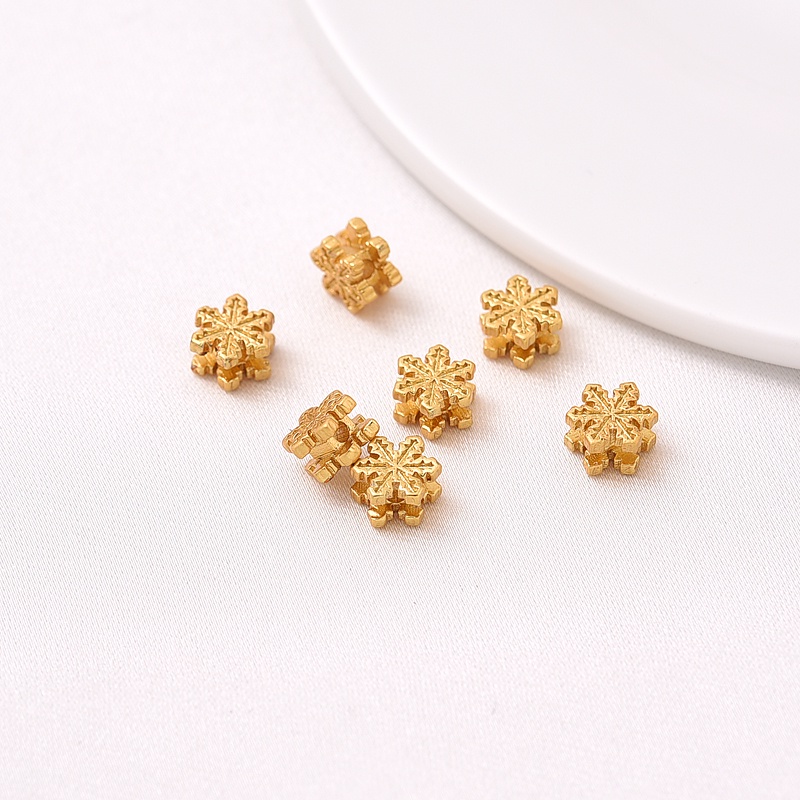 Bộ Hạt Xỏ Vòng Tay / Dây Chuyền Hình Hoa Tuyết Màu Vàng 18K diy