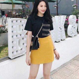 Quần giả váy 2 màu vàng đen