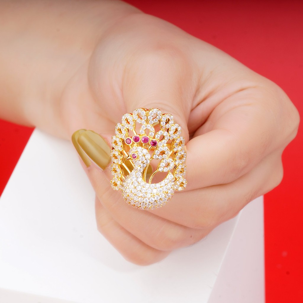 Nhẫn nữ con cong UHA mạ vàng 18K đính đá CZ N156165A-180