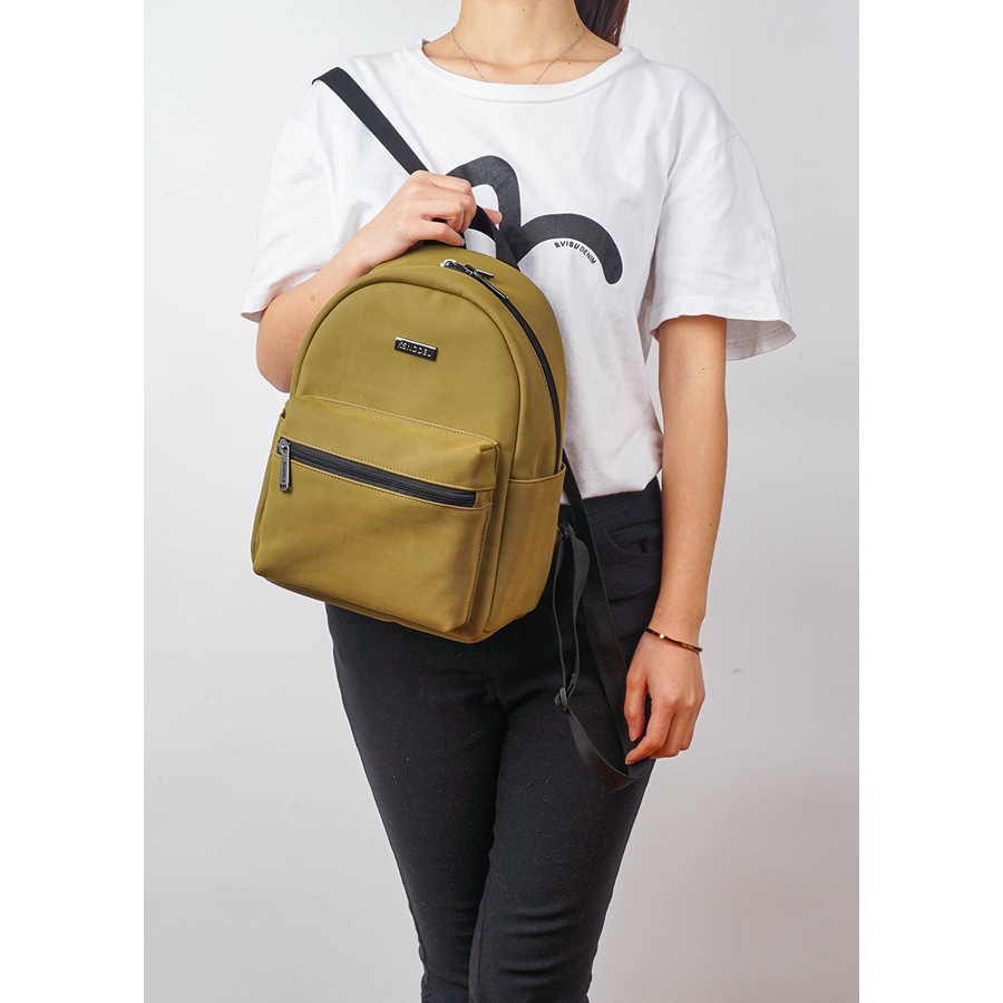 Balo Ksnddeu mini da lộn màu xanh quân đội xinh xắn cho nữ