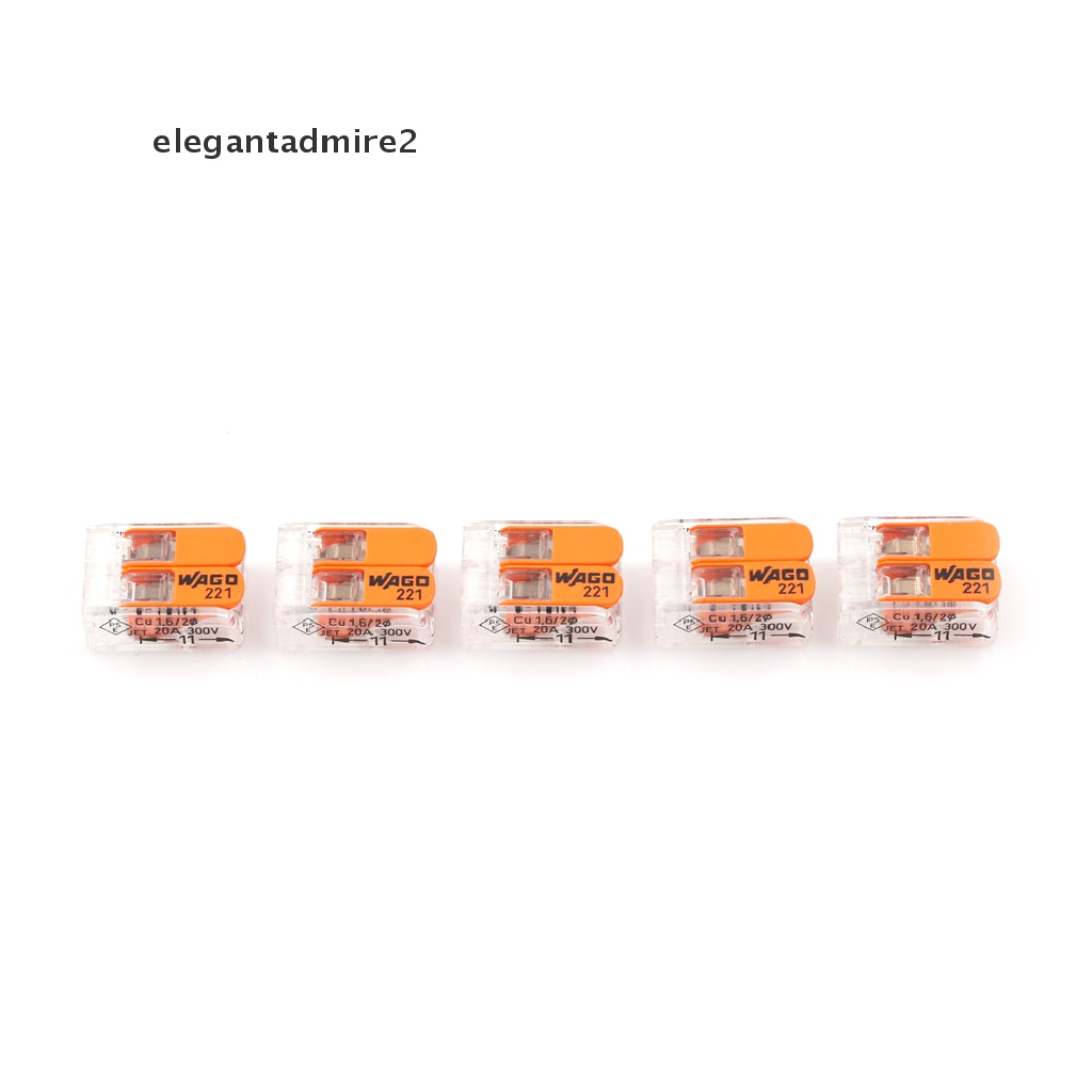 [gele] Hot 5Pcs Sale Wago 221-412 LEVER-NUTS 2 Conductor Compact Connector 10 PK Copper Wire Junction [ele]
