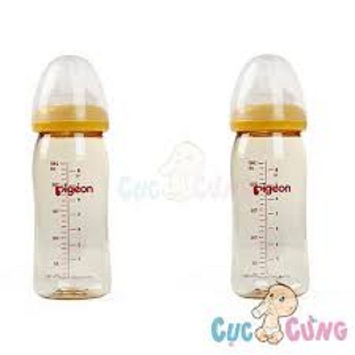 (Được chọn núm) Bình sữa pigeon plus nhựa ppsu cổ rộng 240ml