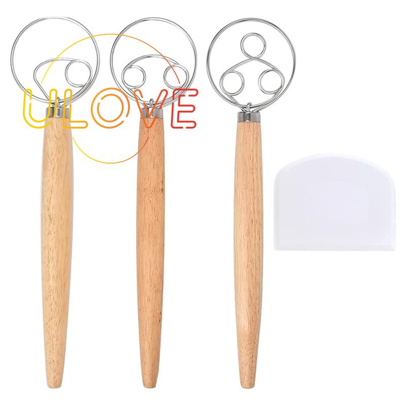 3 Pack Danish Dough Whisk,with Scraper for Pastry or Pizza Dough,Etc