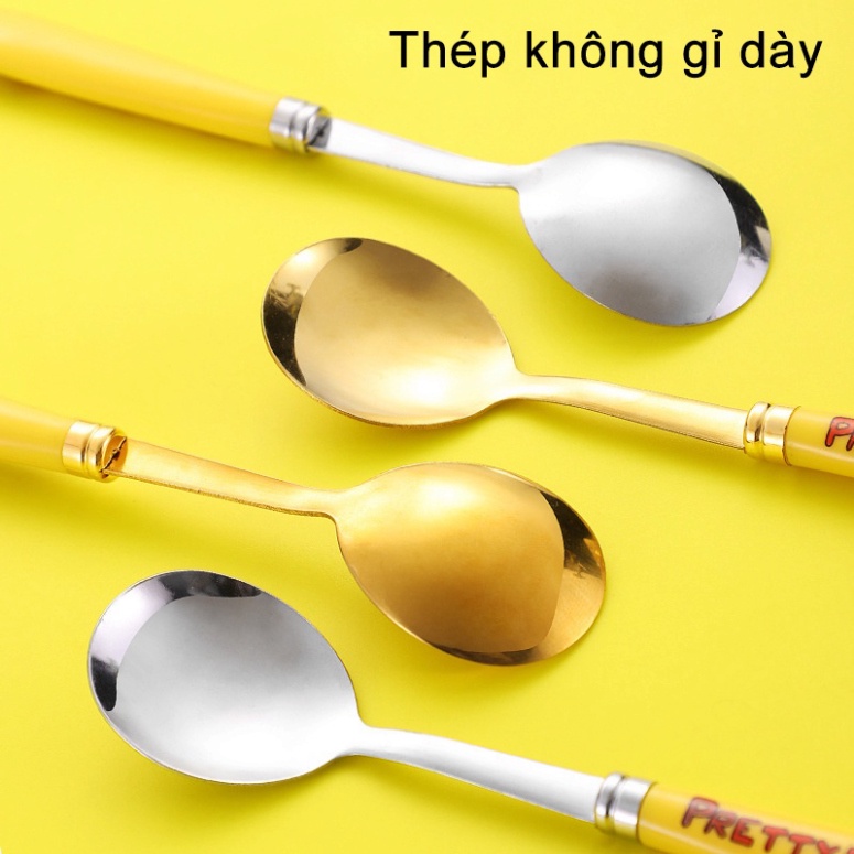 Bộ 6 Thìa Dĩa Inox Con Vịt Vàng Ngộ Nghĩnh