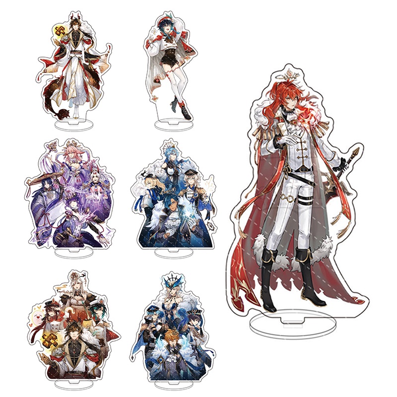 Mô Hình Hoa Genshin Va Chạm Đứng Acrylic Xiao Hutao Raiden Shogun Zhongli Trang Trí Bàn Làm Việc