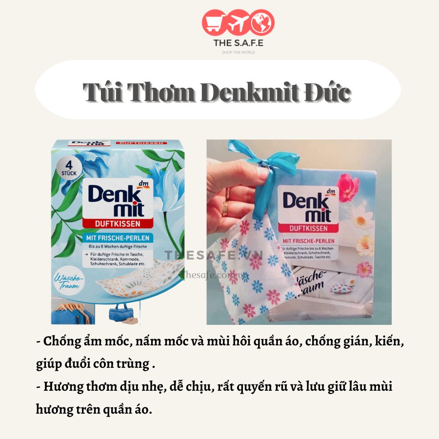 Túi thơm tủ quần áo Denkmit Nội địa Đức - Hộp 4 túi