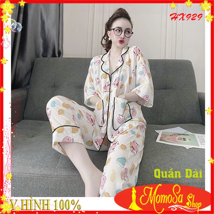 Bộ Đồ Nữ Pijama Mặc Nhà Quần Dài Lụa Mềm Mịn MOMOSA Shop