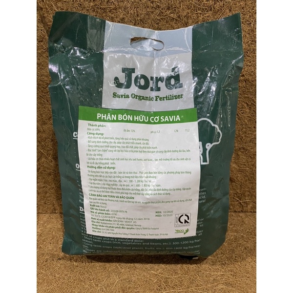 Phân bón hữu cơ đạm cá hồi dạng viên nén Jord Savia nhập khẩu Nauy bịch 2kg