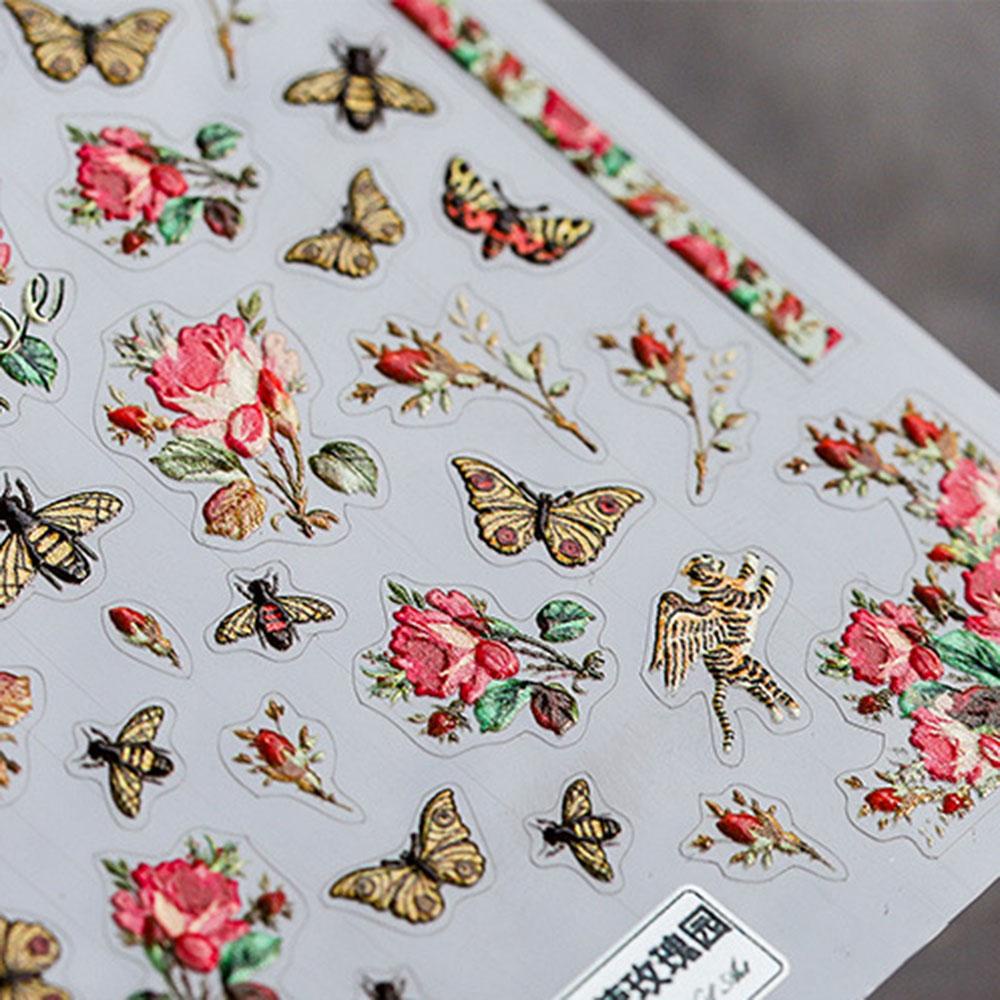 Miếng Dán Dập Nổi Họa Tiết Hoa Hồng 5D Trang Trí Móng Tay DIY
