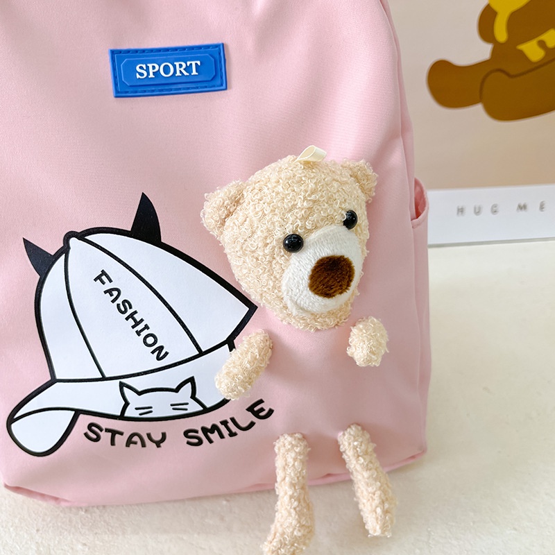 Ba Lô Đi Học Bằng Nylon Nhẹ In Họa Tiết Gấu Hoạt Hình Dễ Thương Thời Trang Cho Bé Mẫu Giáo Từ 3-10 Tuổi