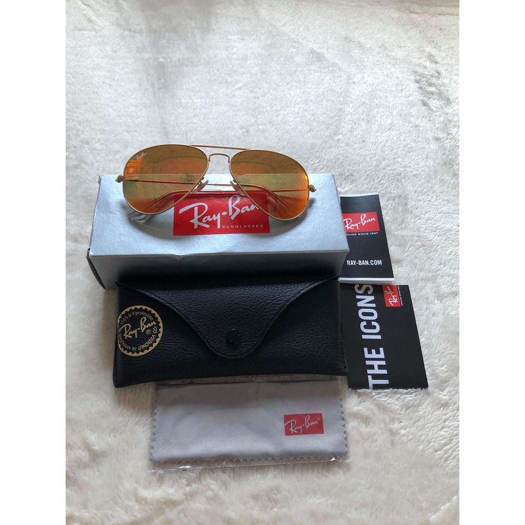 Kính mát chuồn chuồn cam tráng gương RayBan USA 2020