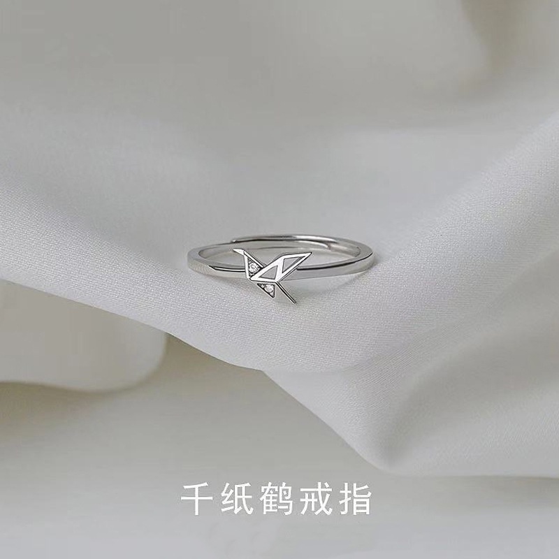 Nhẫn hở mạ bạc 925 hình con hạc giấy sang trọng