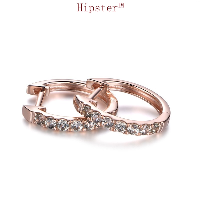 Khuyên Tai Đính Đá Ruby Giả Kim Cương Toàn Bộ