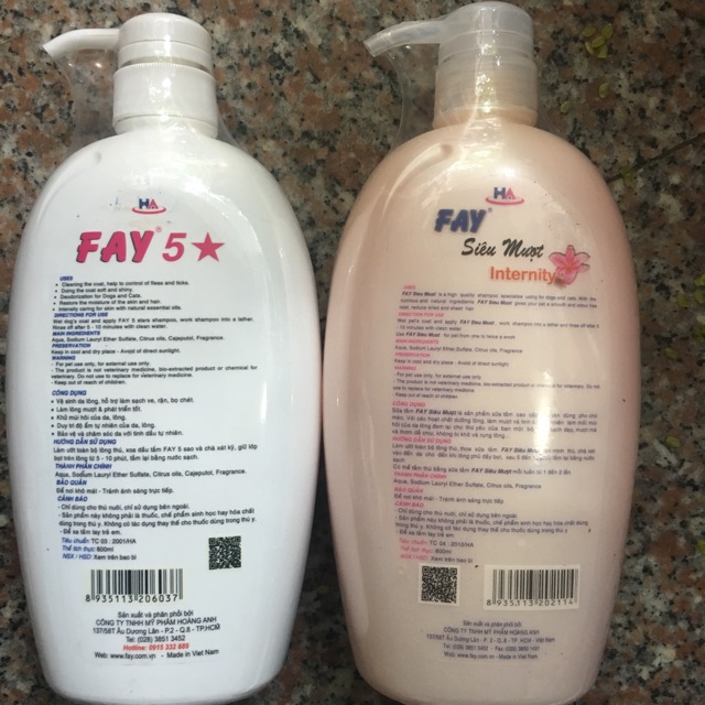 Dầu tắm chó mèo Fay 800 ml