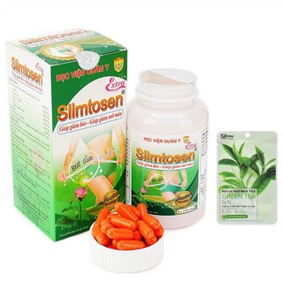 Combo 1 Hộp Viên uống giảm cân Slimtosen Extra Việt Nam 100 viên và 1 mặt nạ benew trà xanh hàn quốc 22g/gói