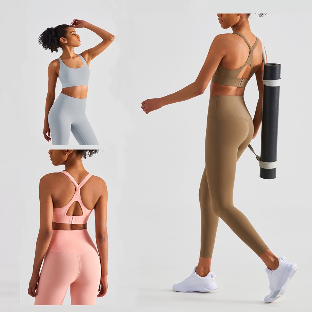 Bộ đồ tập thể thao/ yoga HOPPE FUMENG lưng cao màu sắc cá tính cho nữ
