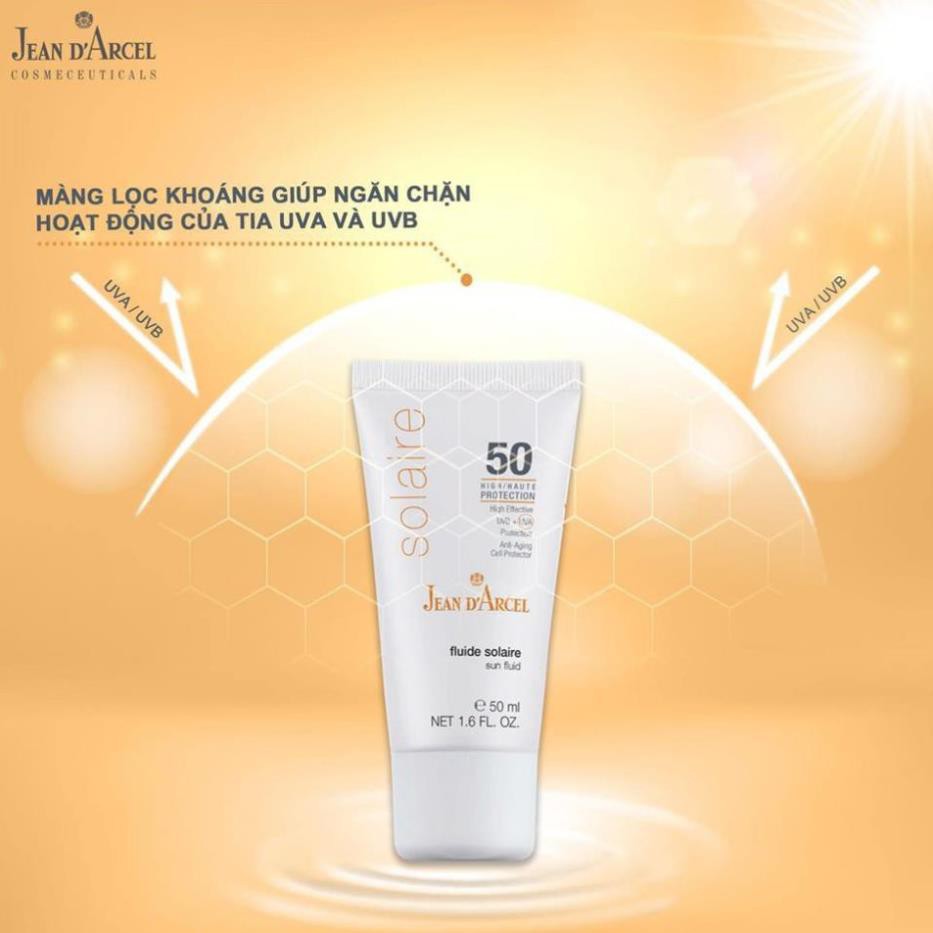 [HÀNG CÔNG TY] Sữa chống nắng toàn thân Jean D'Arcel Sun Fluid SPF50 50ml cho da dầu, da khô, da mụn, da nhạy cảm