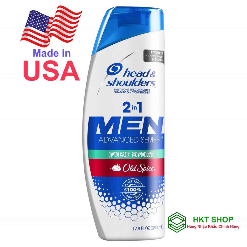 [USA] Dầu gội và xả 2in1 Head&Shoulders Men Pure Sport 380ml