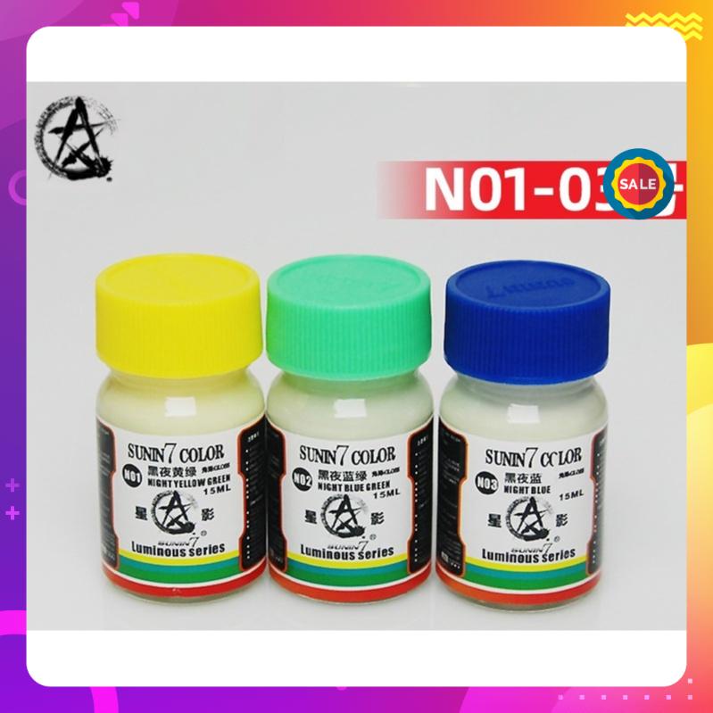 Sơn dạ quang phát sáng trong bóng tối N01-03 15ml gốc dầu Sunin 7 - Sơn Mô Hình