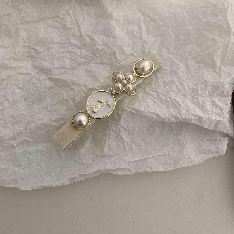 Kẹp Tóc Đính Nơ Màu Trắng Sữa Chất Lượng Cao Cho Nữ