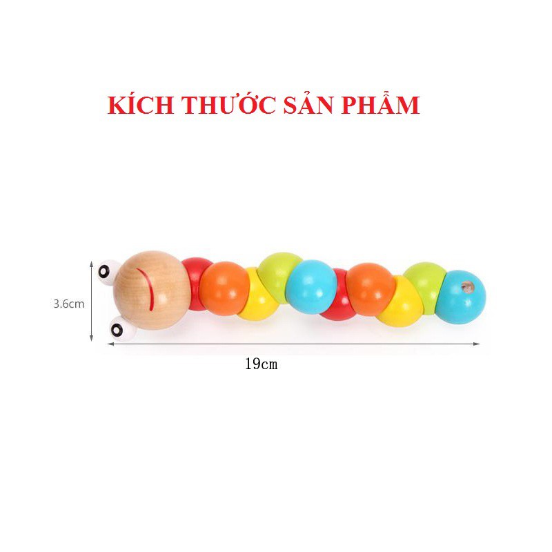 Combo 4 Món Đồ Chơi Cho Trẻ 1 Tuổi, Đàn, Sâu Gỗ, Tháp 7 màu, Luồn Hạt Cho Bé Phát Triển Vận Động Tinh