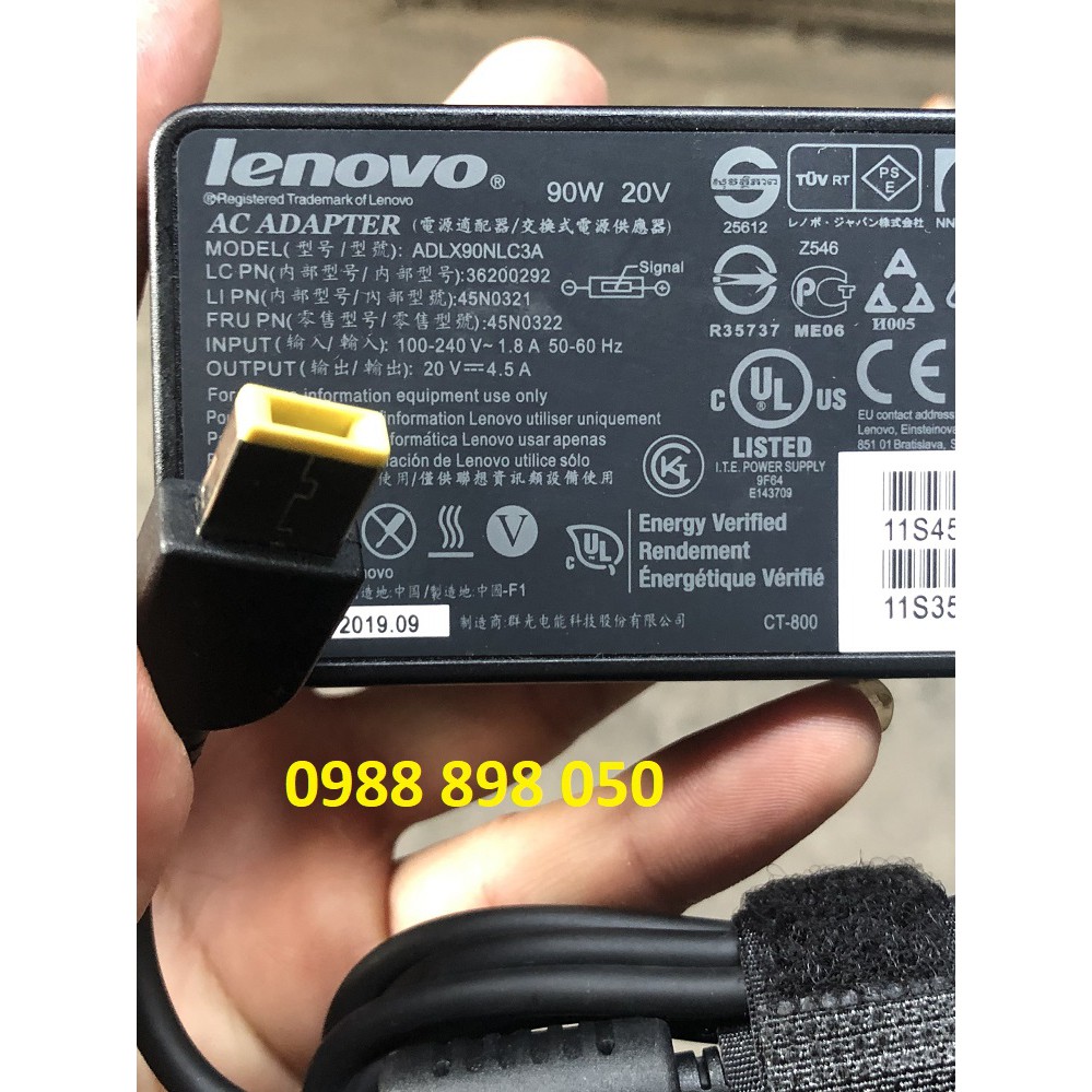 Sạc Máy Tính 20V 4.5A 90W LENOVO ADLX90NCC2A For Lenovo ThinkPad X1 Carbon Connector Size USB SQUARE TIP loại tốt