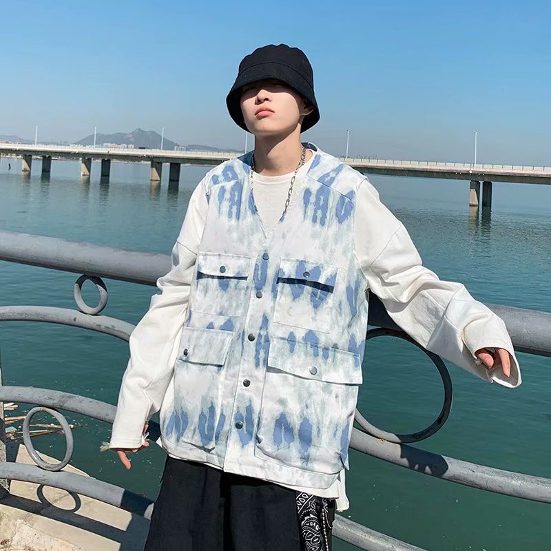 Áo sát nách nhuộm màu phong nam cách hip hop đường phố cho nam và nữ phong cách Hàn Quốc phong cách couple áo gile oversize basic unisex áo vest áo khoác