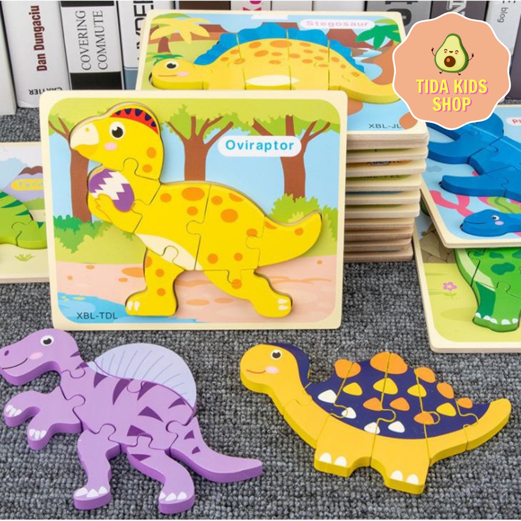 Đồ Chơi Khủng Long Cho Bé Cao Cấp, Đồ Chơi Lắp Ráp Khủng Long Puzzle Loại Gỗ Dày Giá Tốt ❤️ Freeship ❤️ TiDa Kids Shop