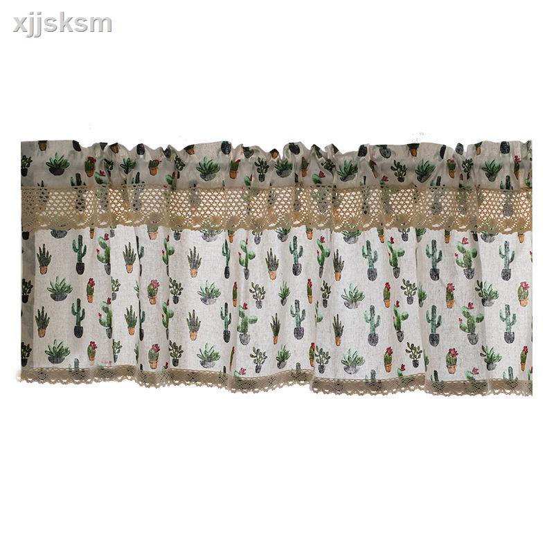 ♤☸Rèm Cửa Vải Lanh Cotton Họa Tiết Cây Xanh Phong Cách Bắc Âu