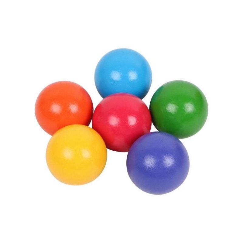 Set 6 quả bóng gỗ cầu vồng đường kính 45mm giáo cụ montessori
