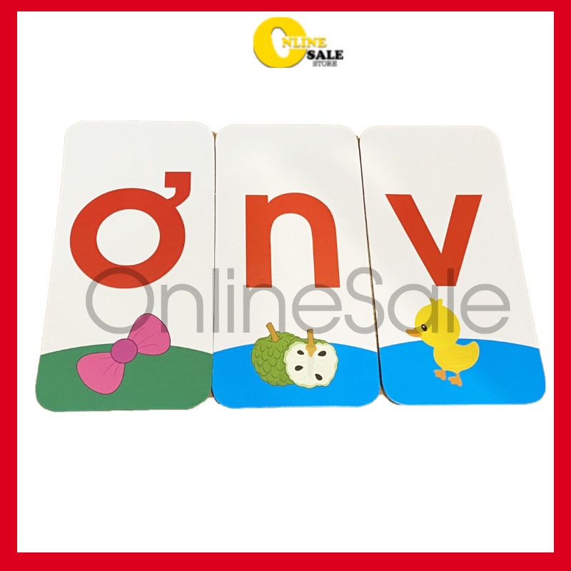 {Mẫu mới][42 Thẻ TO] Bộ thẻ học Flash Card chữ cái và chữ ghép thông minh 2 mặt cho bé kích thước 7x14cm