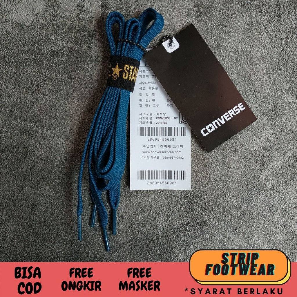 CONVERSE Dây Giày Thể Thao Dẹt Màu Xanh Dương 207 110-120CM