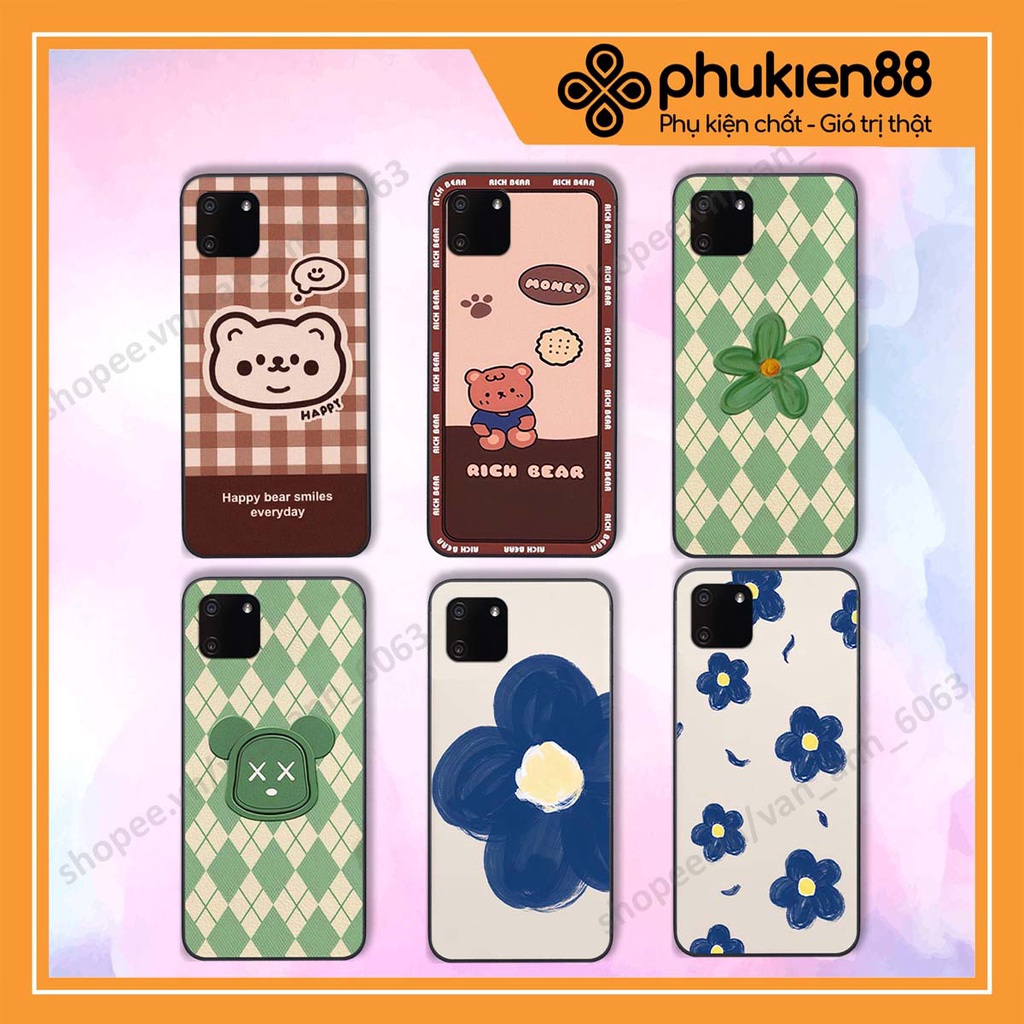 Ốp lưng Realme C12 / C15 in hình hoa, gấu rich bear nghệ thuật, thời trang