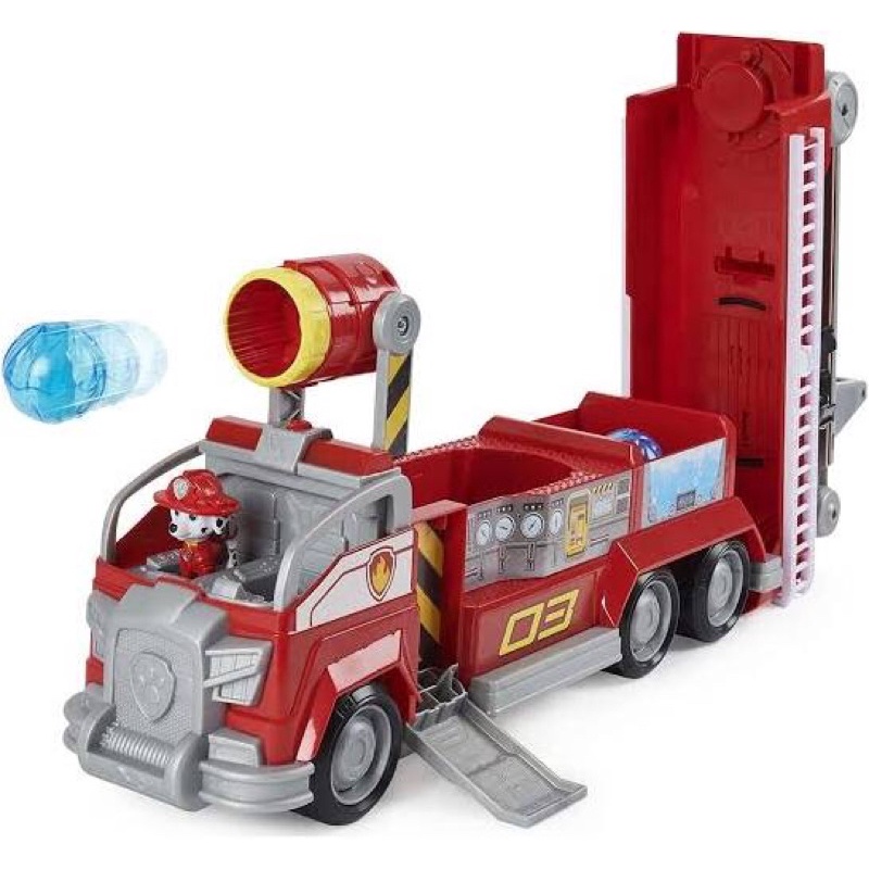 Bộ xe Paw patrol cứu hoả siêu hạng to biến hình 2 in 1 có còi đèn  nhạc, thang cứu hoả, bóng công năng và Marshall