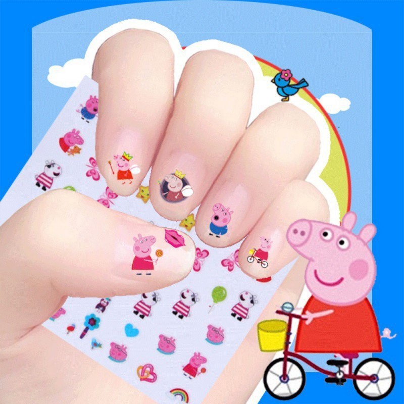 [Hàng mới về] Hình dán móng tay hoạt hình heo peggy xinh xắn