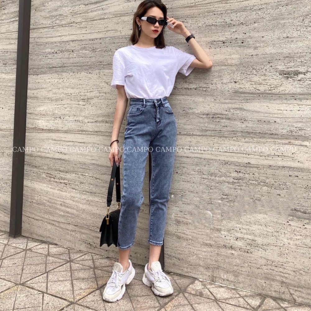 Quần bò dáng boy Campo ghi đá quần jeans co giãn 4 chiều siêu đẹp