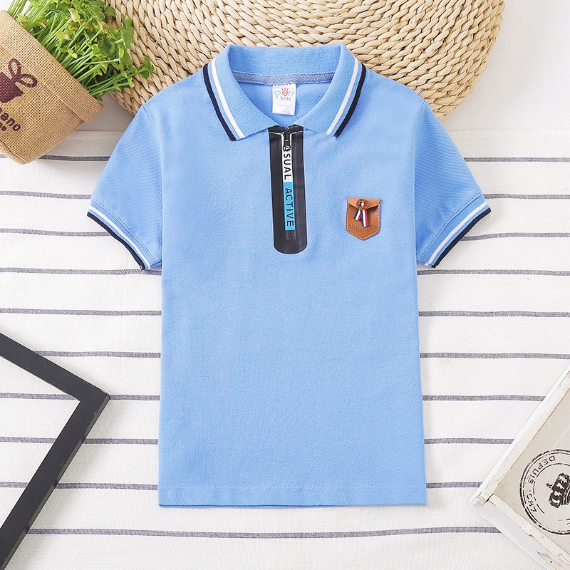 Áo thun polo cotton nguyên chất đơn giản cho bé trai