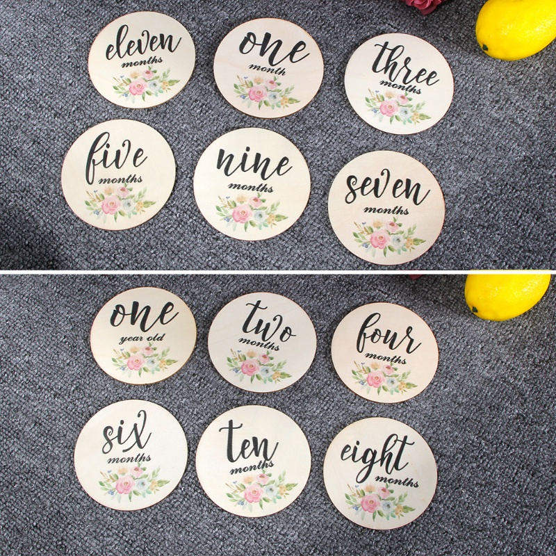 Set 6 Tấm Thẻ Ghi Chú Đánh Dấu Cột Mốc Phát Triển Theo Tháng Cho Bé Sơ Sinh