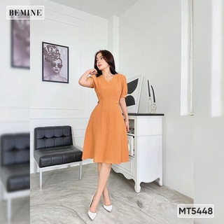 Đầm cổ V eo đính nút BEMINE MT5448CAM