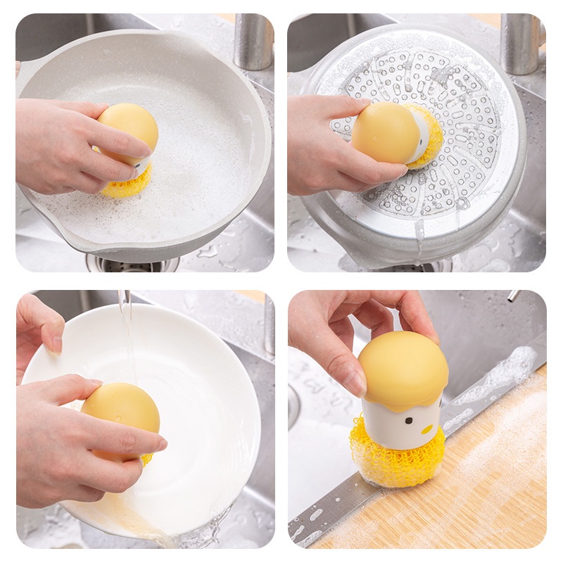 Bàn Chải Nano Vệ Sinh Chén Dĩa Có Tay Cầm Tiện Dụng