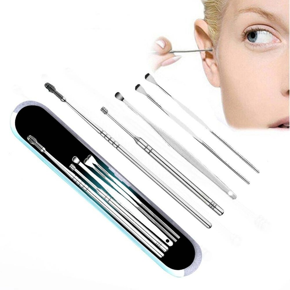 Set 6 Dụng Cụ Lấy Ráy Tai Bằng Thép Không Gỉ Chất Lượng Cao