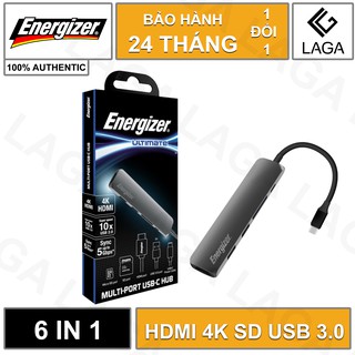 Bộ chuyển usb-c 3.1 hub energizer 6 in 1 hdmi 4k sd micro-sd usb 3.0 - hc3mp2gy4