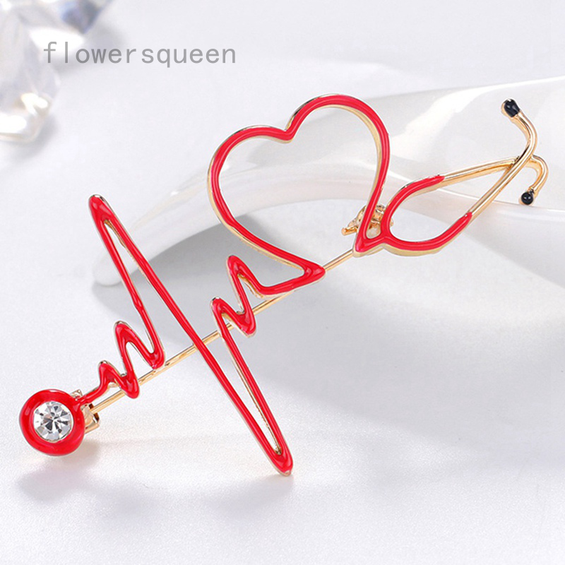 flowersqueen Khuy Cài Áo Hình Nhịp Tim Đính Đá Nhiều Màu Sắc