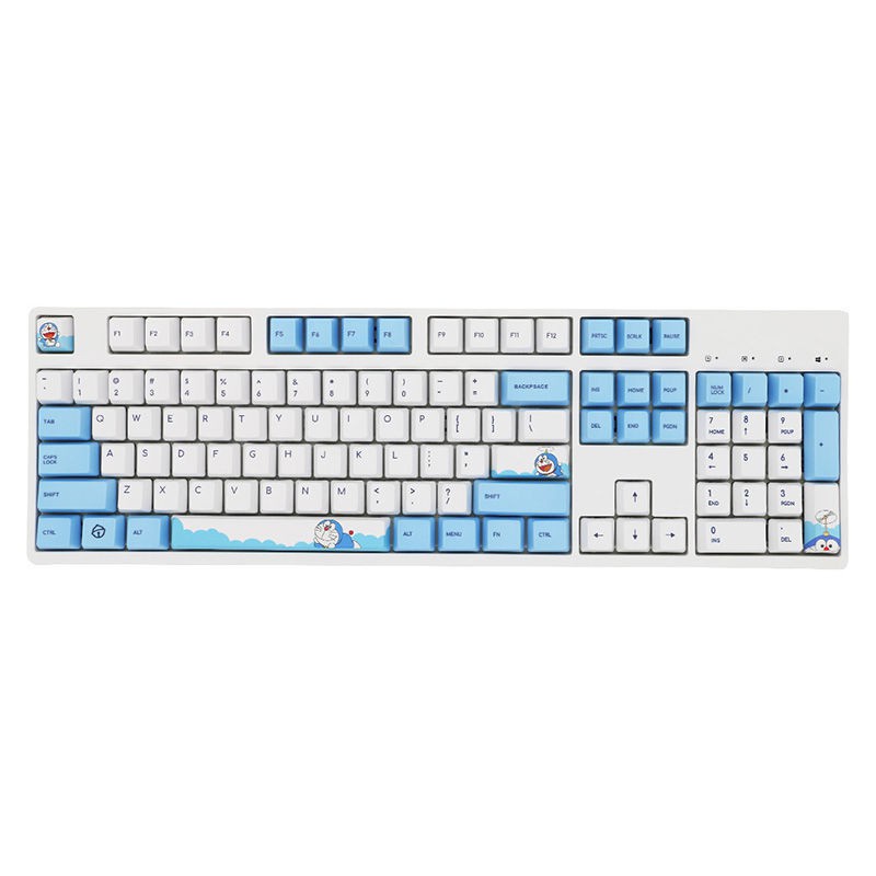 ↂ✾Bàn phím cơ Doraemon màu xanh mèo kêu leng keng thăng hoa PBT keycap 104IKBC108 / 87 Big Filco