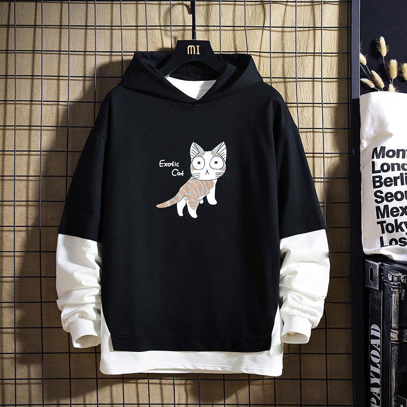 Áo hoodie Unisex họa tiết mèo đáng yêu năng động.  M3
