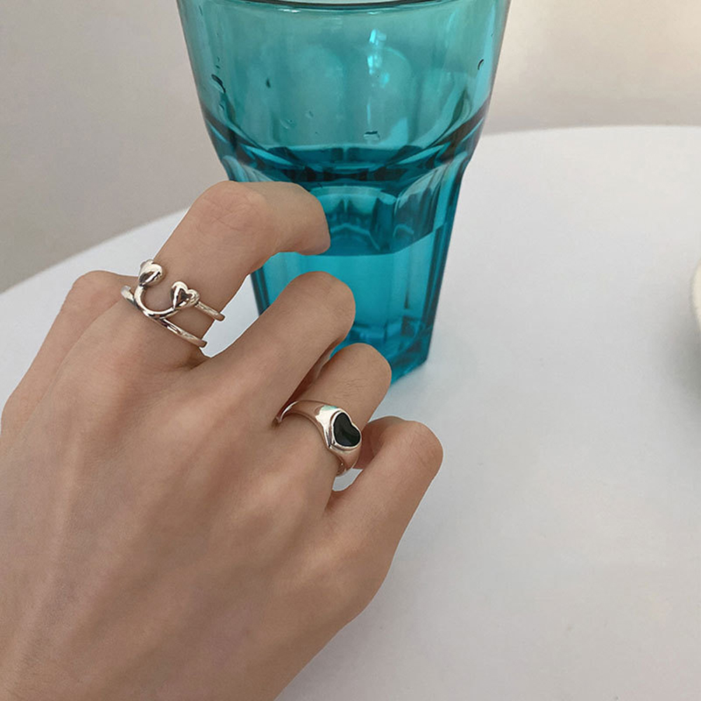 Nhẫn Hở Mạ Bạc 925 Mặt Hình Trái Tim Cho Nữ